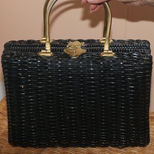 Black Woven Cane handbag